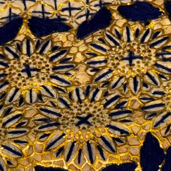 Large Artisan-Crafted Woven Embroidered & Leather Trim Tote Bag in Blue… - Picture 6 of 8